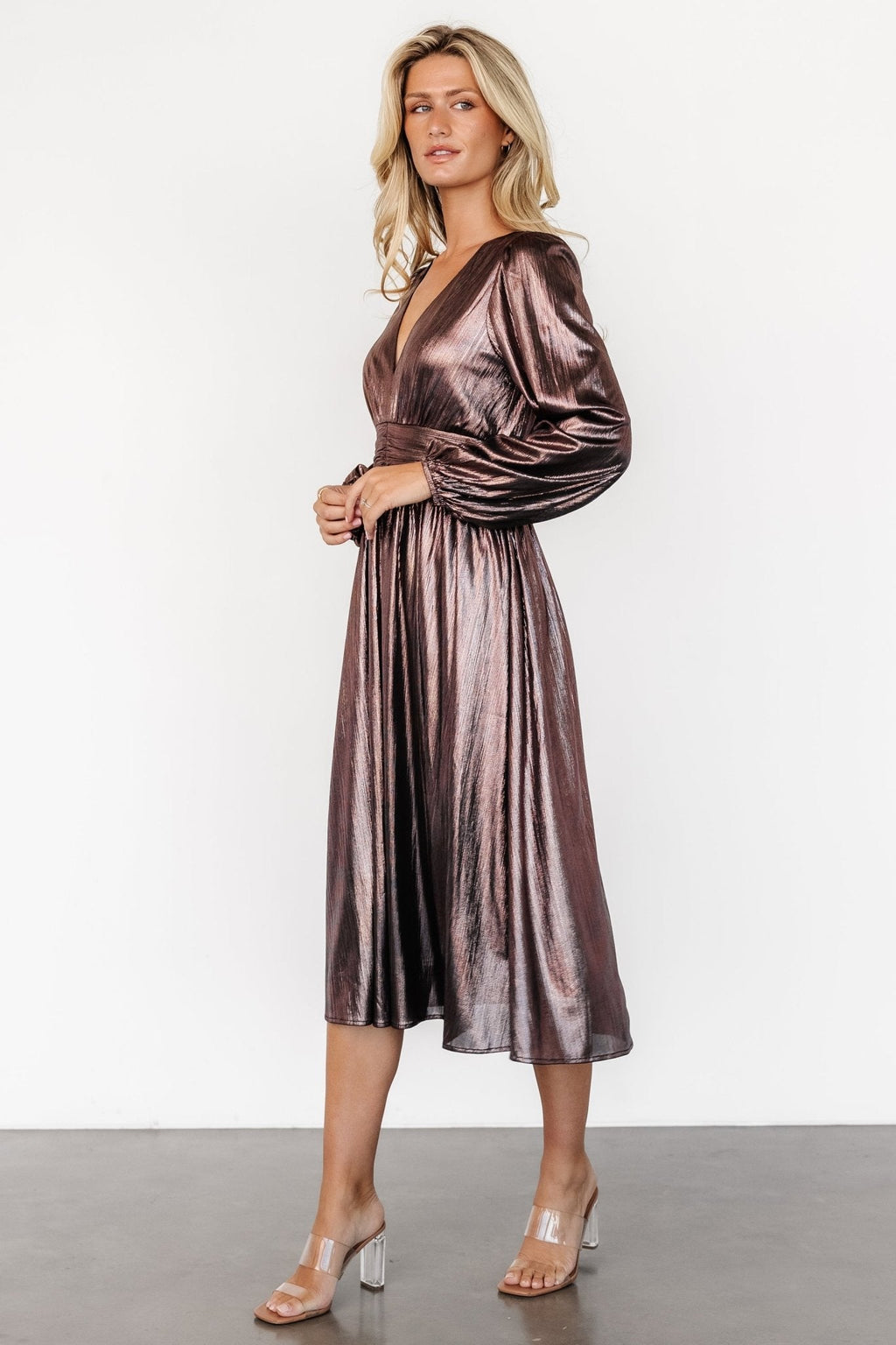 aisha shimmer dress bronze 645551