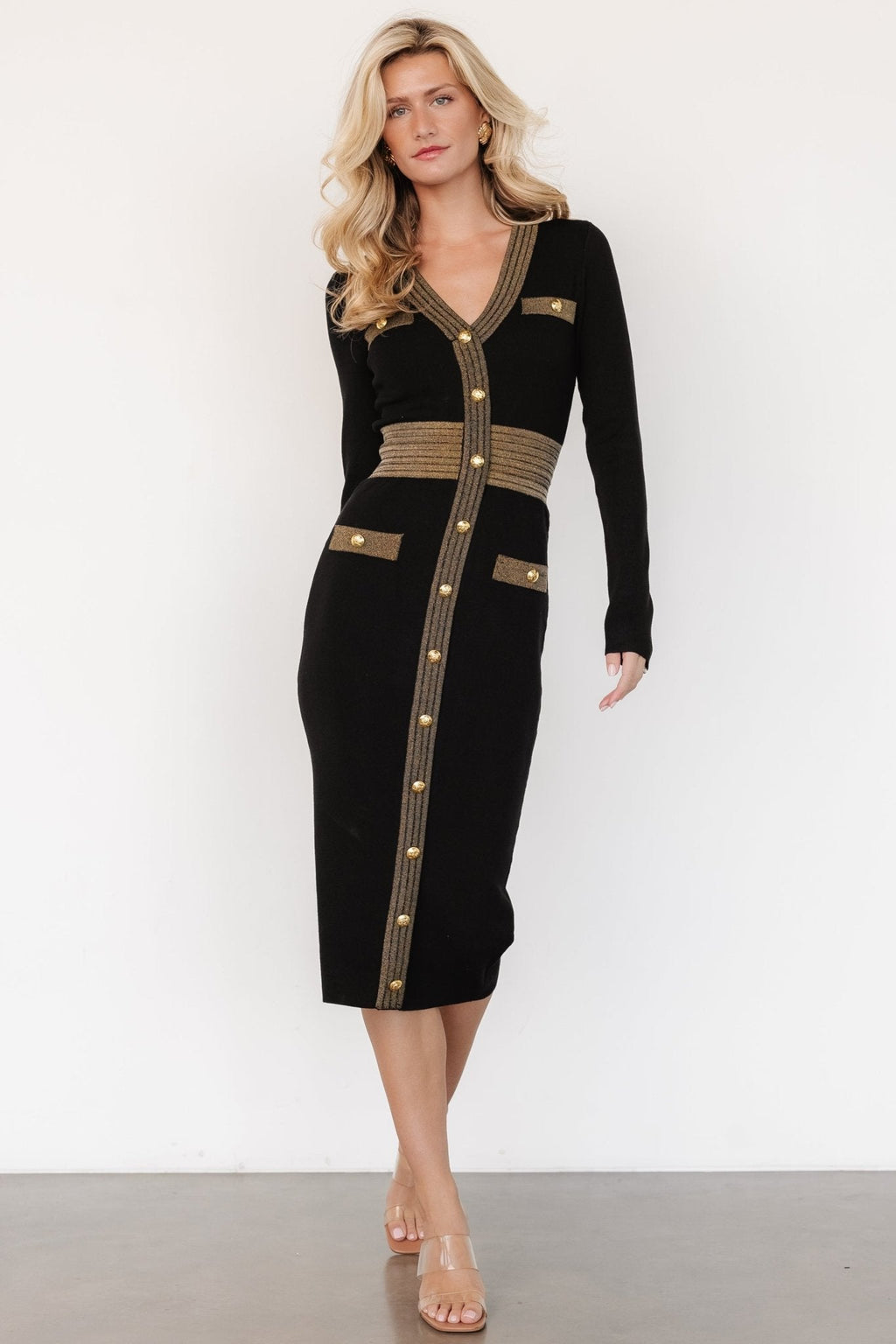 birgitta ribbed sweater dress black gold 109167
