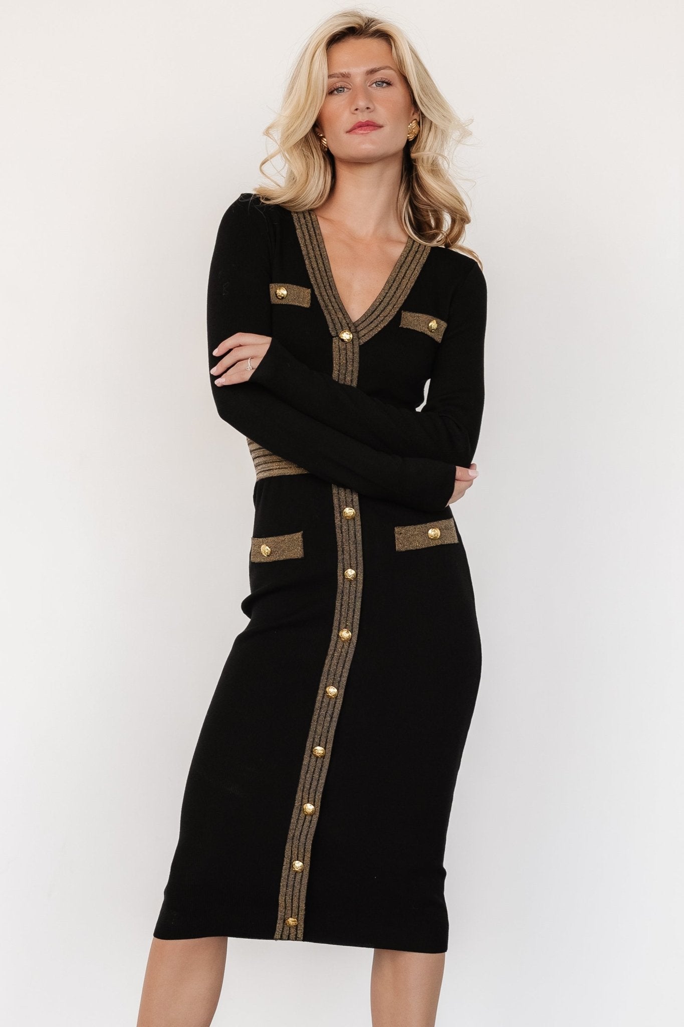 birgitta ribbed sweater dress black gold 284051