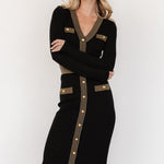 birgitta ribbed sweater dress black gold 284051