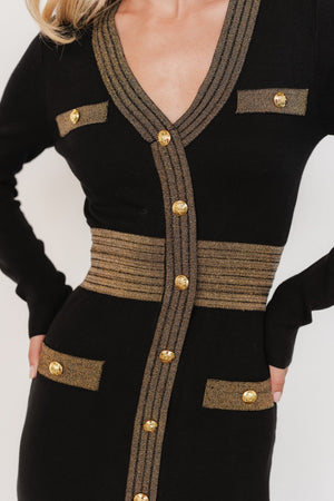 birgitta ribbed sweater dress black gold 351530