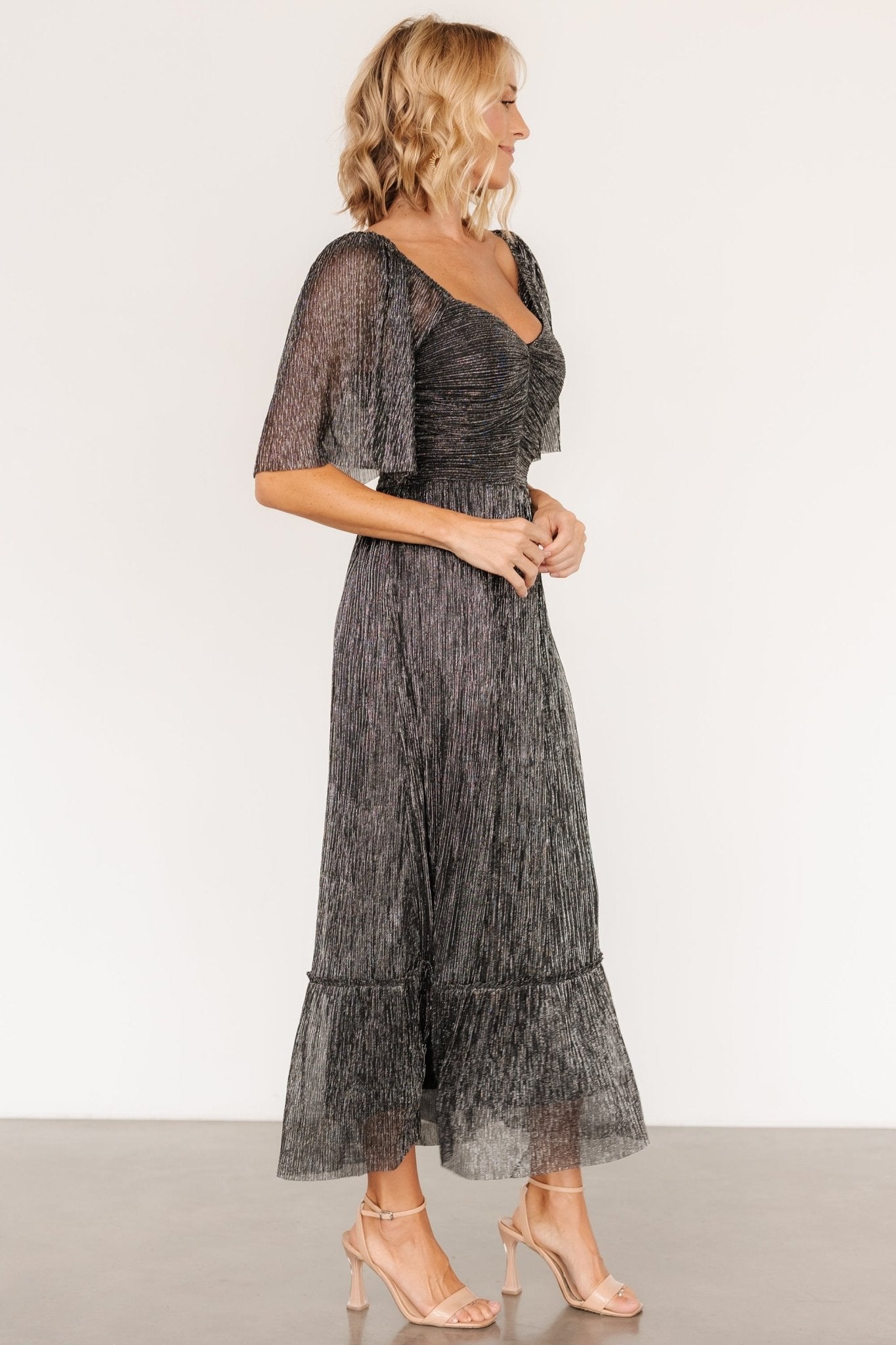 elea shimmer dress black 562845