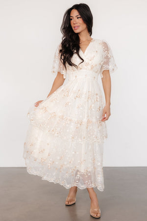 eleanor embroidered midi dress cream floral 489874