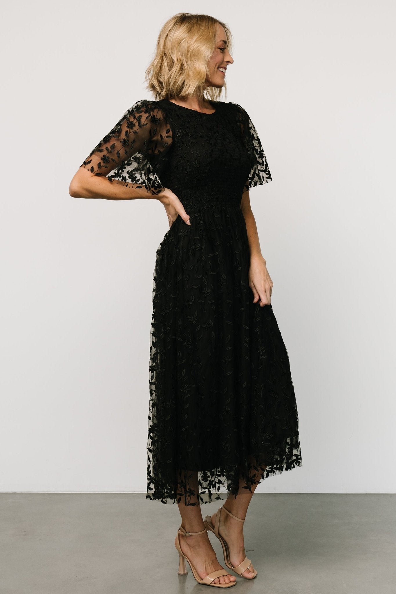 kendra embroidered dress black 909590