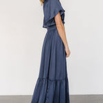 lovell smocked midi dress midnight blue 593176