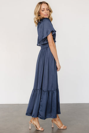 lovell smocked midi dress midnight blue 593176