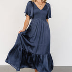 lovell smocked midi dress midnight blue 968844