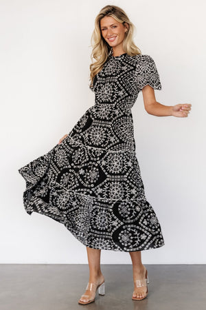 mirabel eyelet midi dress black white 397337