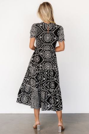 mirabel eyelet midi dress black white 528901