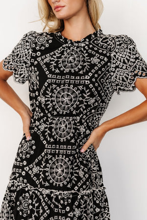 mirabel eyelet midi dress black white 708664